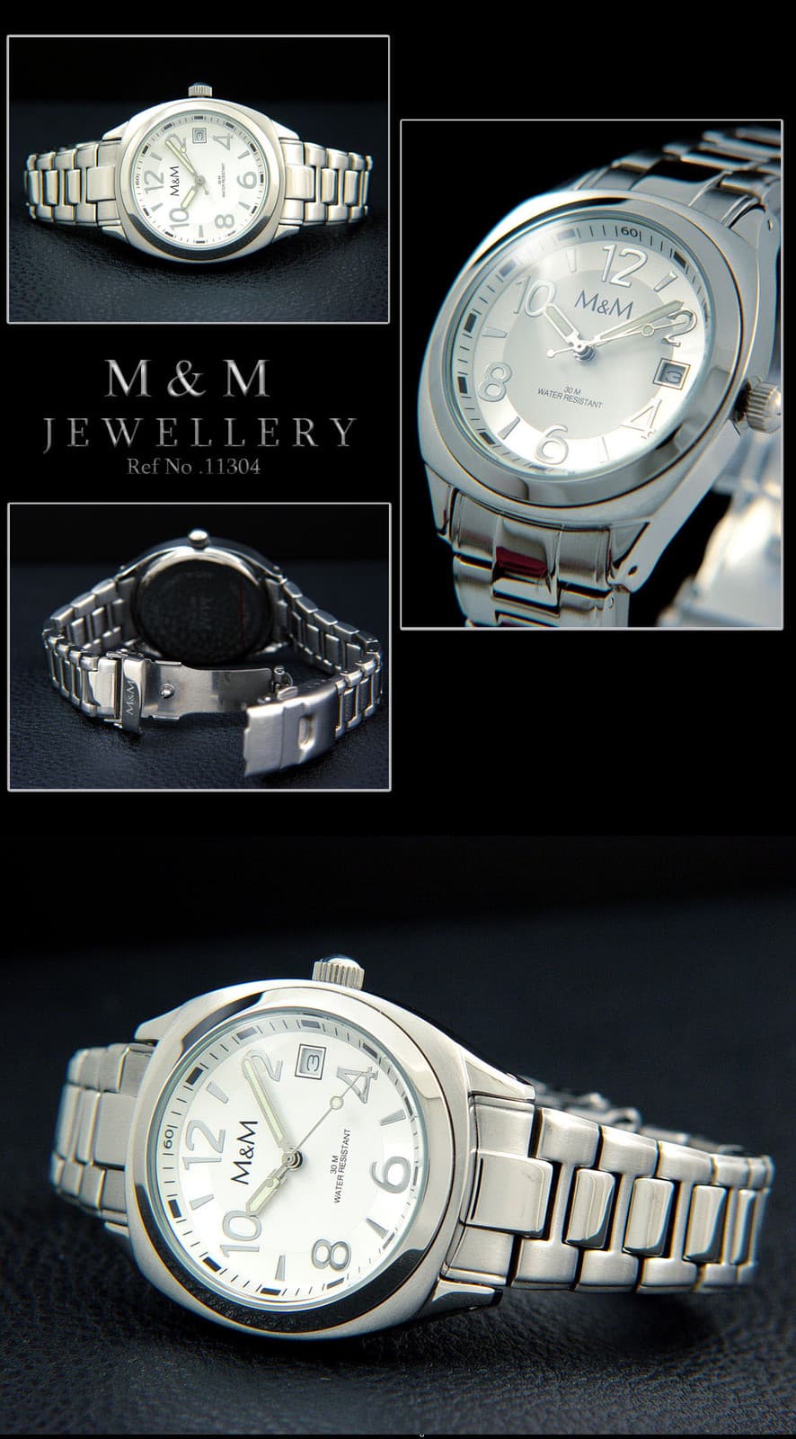 M&M Ladies Stainless Steel Date 11304